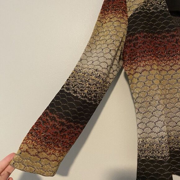 Ming Wang Small Brown Striped Knit Jacket Button Front Office Neutral - Picture 4 of 15